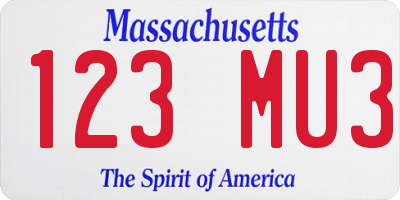 MA license plate 123MU3
