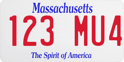 MA license plate 123MU4