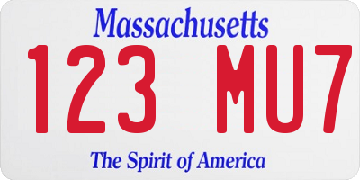 MA license plate 123MU7