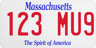MA license plate 123MU9