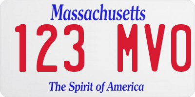 MA license plate 123MV0
