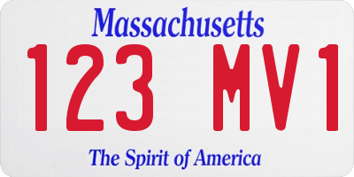 MA license plate 123MV1