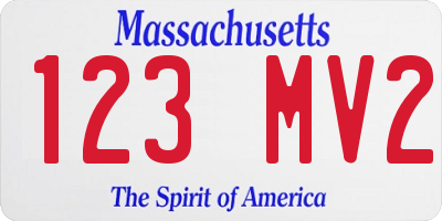 MA license plate 123MV2