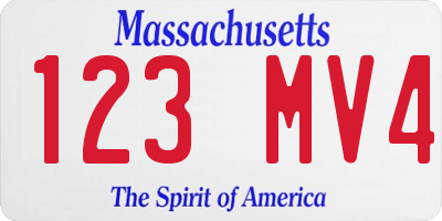 MA license plate 123MV4