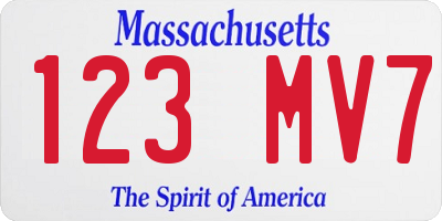 MA license plate 123MV7