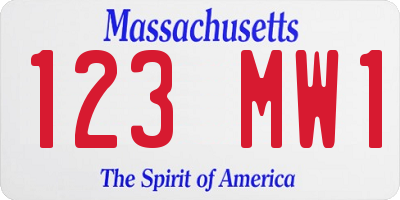 MA license plate 123MW1