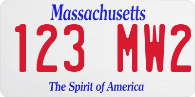 MA license plate 123MW2