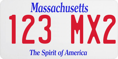 MA license plate 123MX2