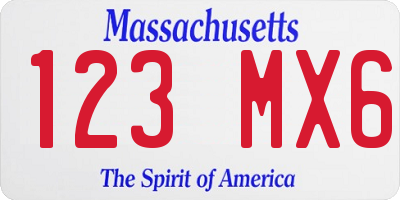 MA license plate 123MX6