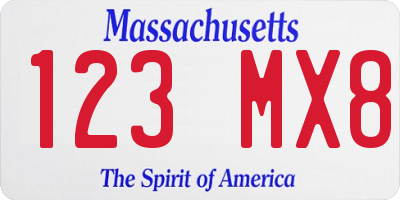 MA license plate 123MX8