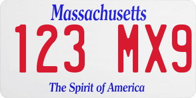 MA license plate 123MX9