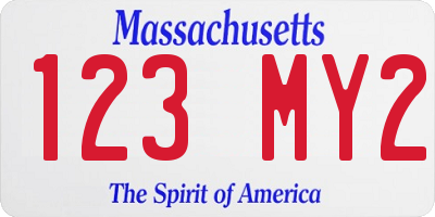 MA license plate 123MY2
