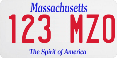 MA license plate 123MZ0