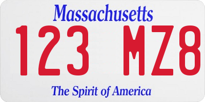 MA license plate 123MZ8