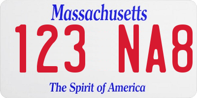 MA license plate 123NA8