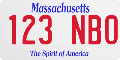 MA license plate 123NB0
