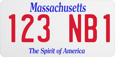 MA license plate 123NB1