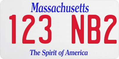 MA license plate 123NB2