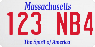 MA license plate 123NB4
