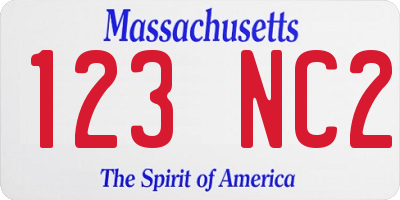MA license plate 123NC2