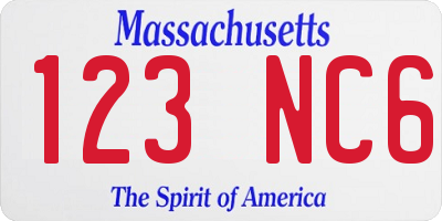 MA license plate 123NC6