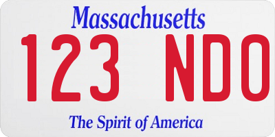 MA license plate 123ND0