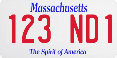 MA license plate 123ND1