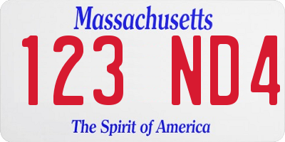 MA license plate 123ND4