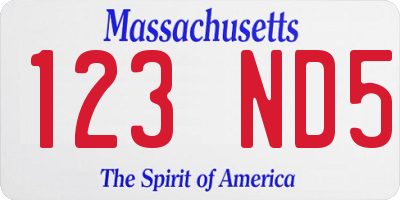 MA license plate 123ND5