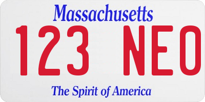 MA license plate 123NE0