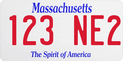 MA license plate 123NE2
