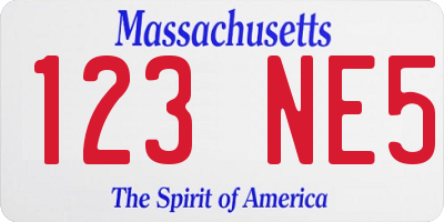 MA license plate 123NE5