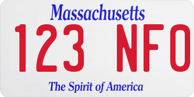 MA license plate 123NF0