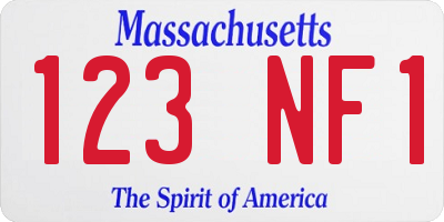 MA license plate 123NF1