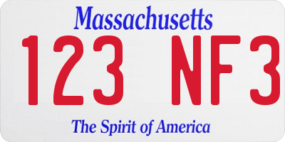 MA license plate 123NF3