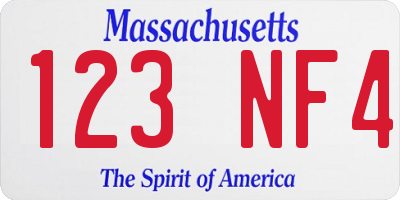 MA license plate 123NF4