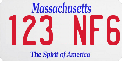 MA license plate 123NF6