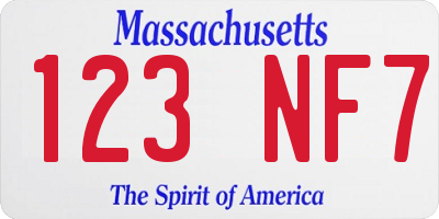 MA license plate 123NF7