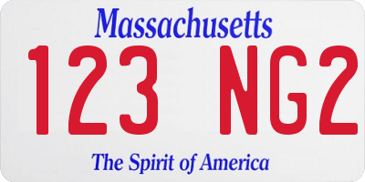 MA license plate 123NG2