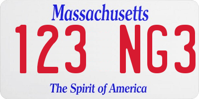 MA license plate 123NG3