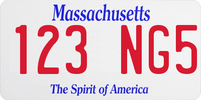 MA license plate 123NG5