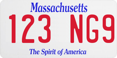 MA license plate 123NG9