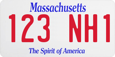 MA license plate 123NH1