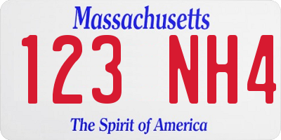 MA license plate 123NH4