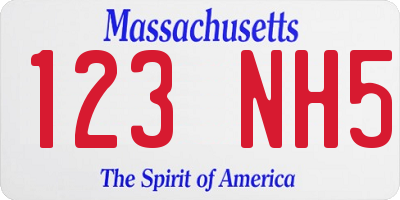 MA license plate 123NH5
