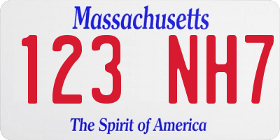 MA license plate 123NH7