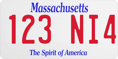 MA license plate 123NI4