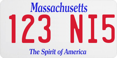 MA license plate 123NI5