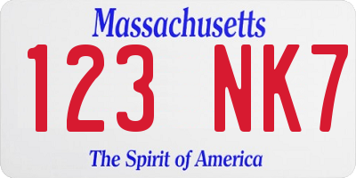MA license plate 123NK7