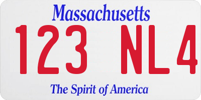 MA license plate 123NL4